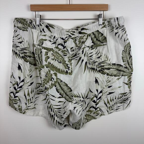 C&C California Womens 100% Linen Leaf Print Pull On Shorts Sz 3X Lightweight - Picture 6 of 11